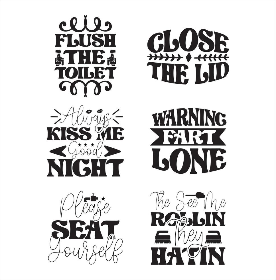 Bathroom t-shirt design set vector