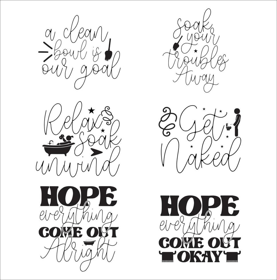 Bathroom t-shirt design set vector