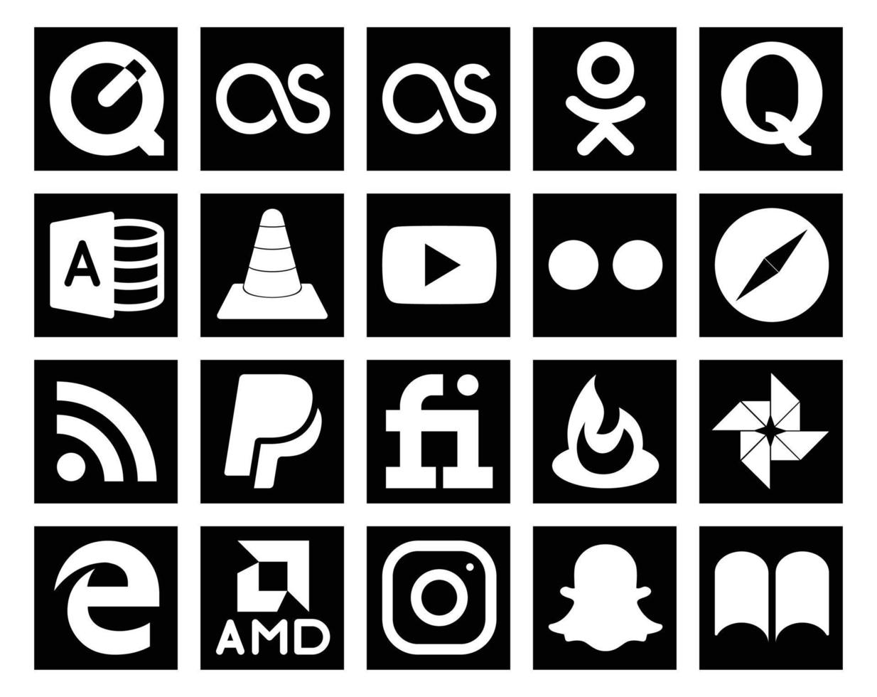 20 Social Media Icon Pack Including feedburner paypal player rss safari vector