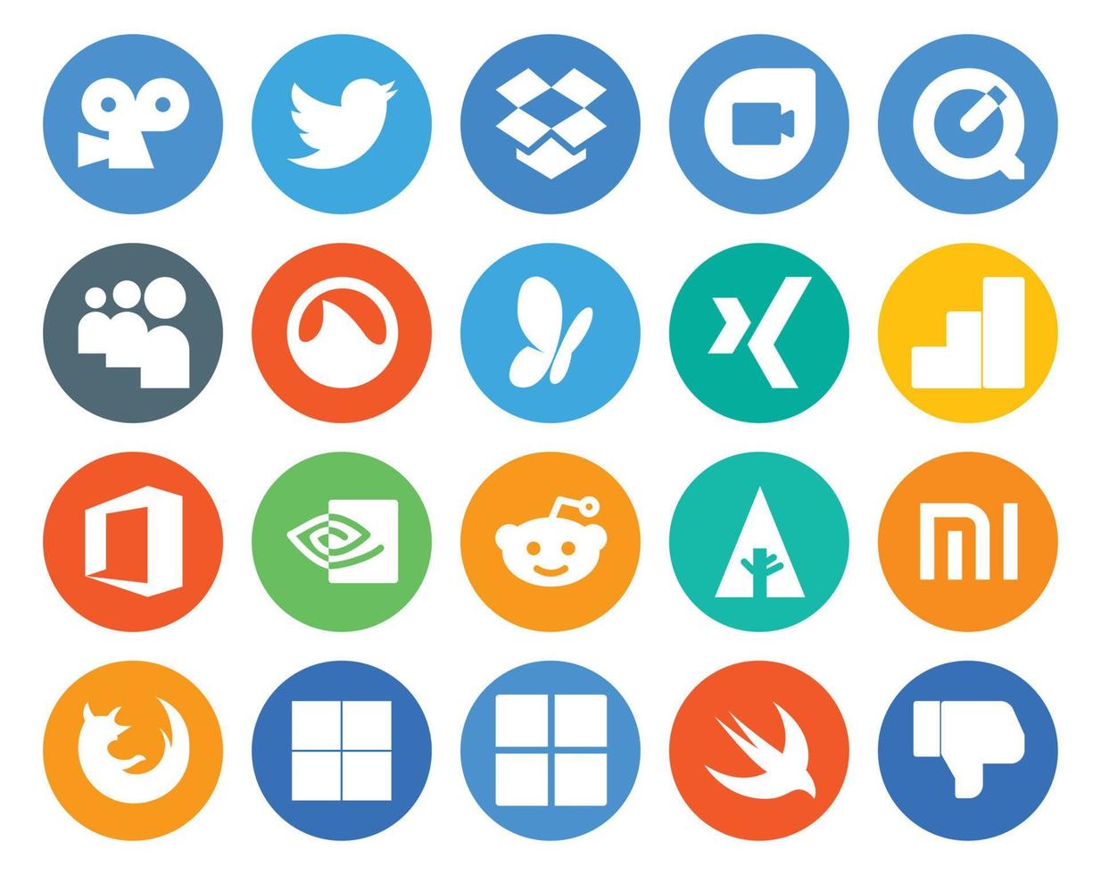 20 Social Media Icon Pack Including browser xiaomi msn forrst nvidia vector