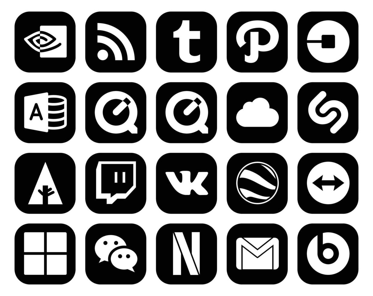 20 Social Media Icon Pack Including wechat teamviewer quicktime google earth twitch vector