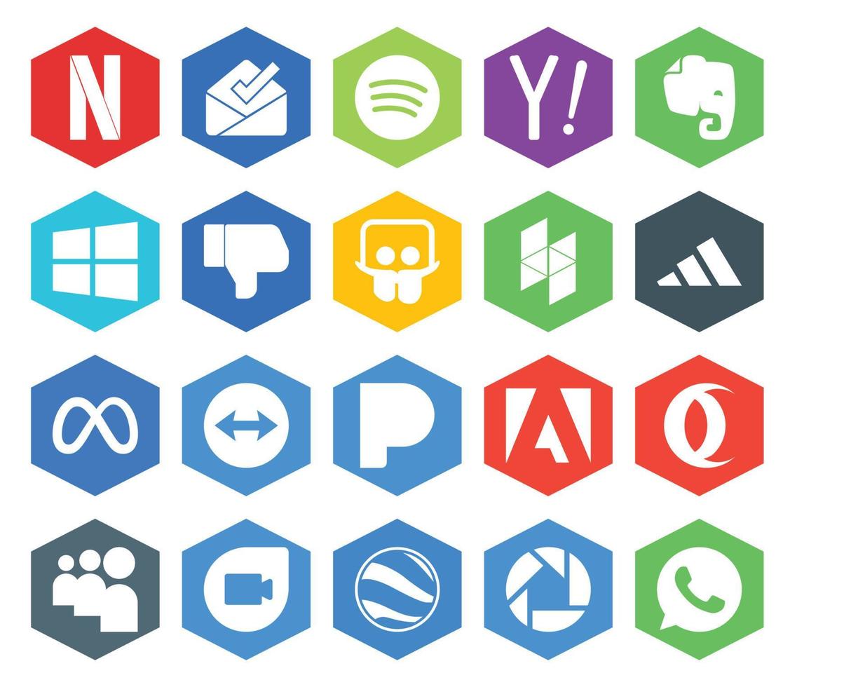 20 Social Media Icon Pack Including myspace adobe slideshare pandora facebook vector