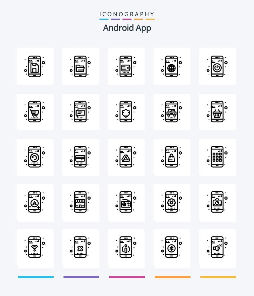 Creative Android App 25 OutLine icon pack  Such As switch. mobile. search. globe. app vector