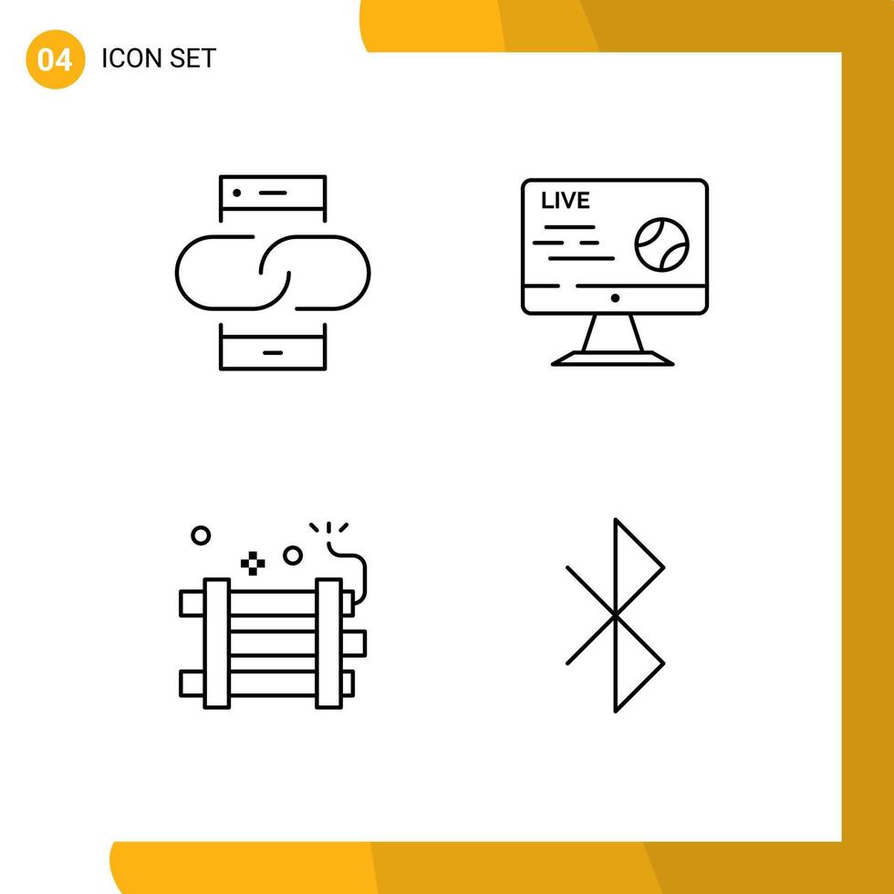 Group of 4 Modern Filledline Flat Colors Set for contact stream message live dynamite Editable Vector Design Elements