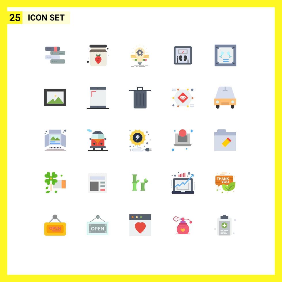 Pack of 25 creative Flat Colors of card weight deveopment scale scale Editable Vector Design Elements
