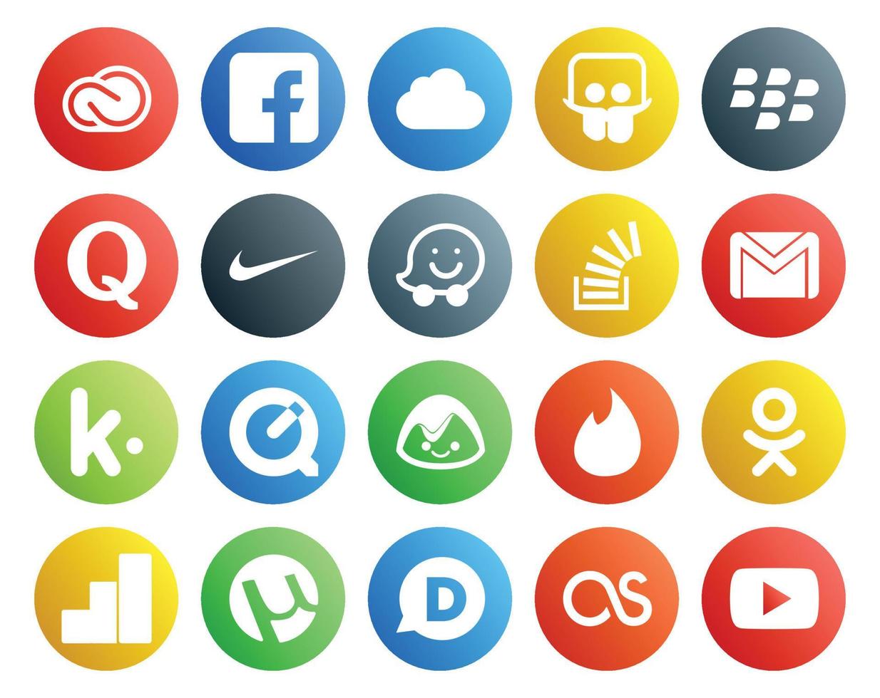 20 Social Media Icon Pack Including mail gmail question overflow question vector