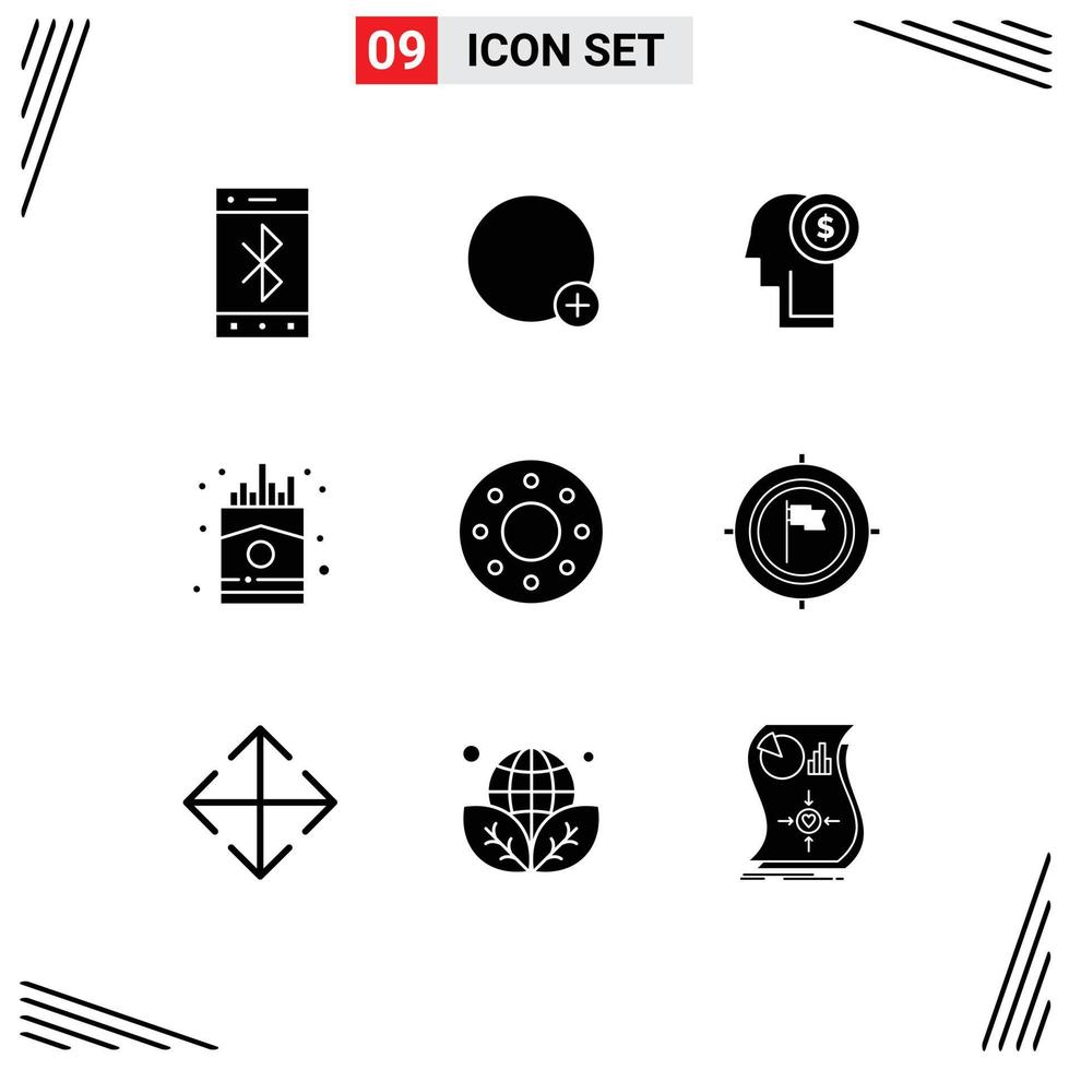 Modern Set of 9 Solid Glyphs and symbols such as donuts french idea food chip Editable Vector Design Elements