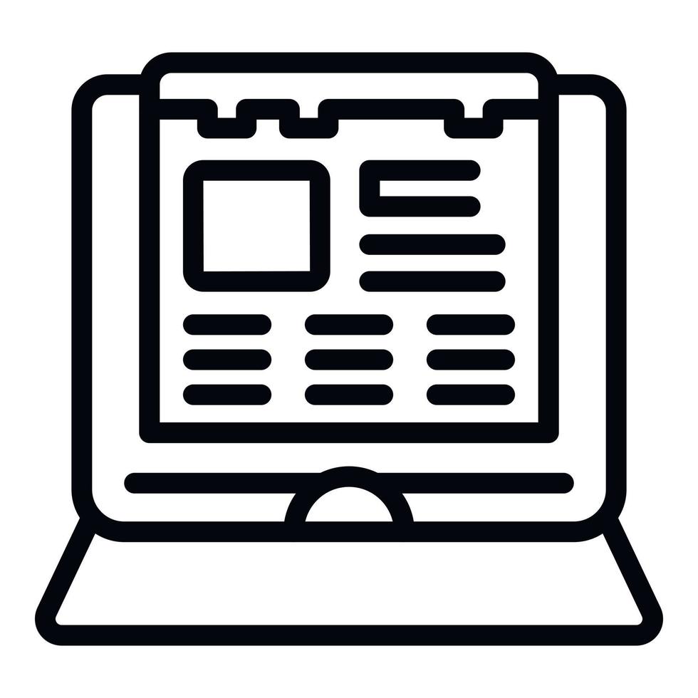 Student laptop reader icon outline vector. Club study vector