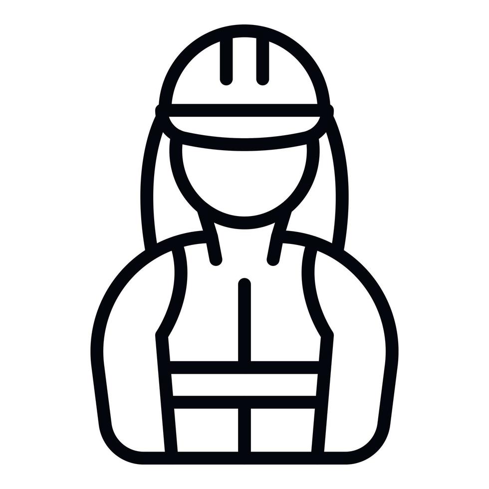 vector de contorno de icono de constructor de mujer. trabajadora