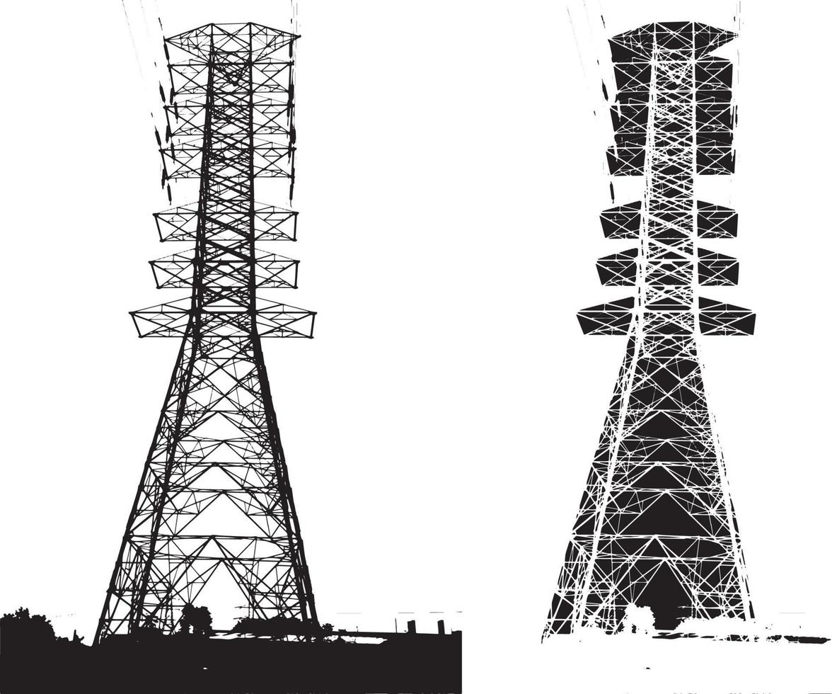 Ilustración de ilustraciones vectoriales de silueta de torre de pilón eléctrico vector