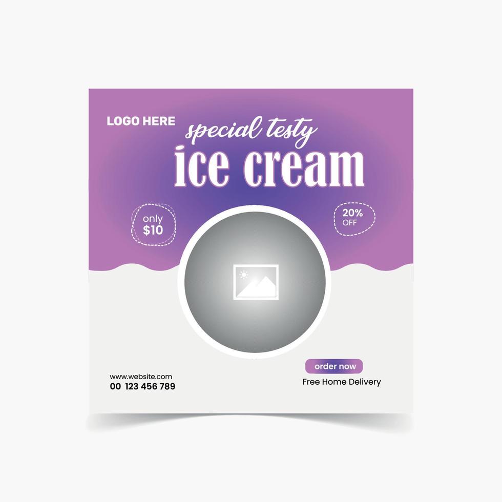 special testy ice cream social media post template vector
