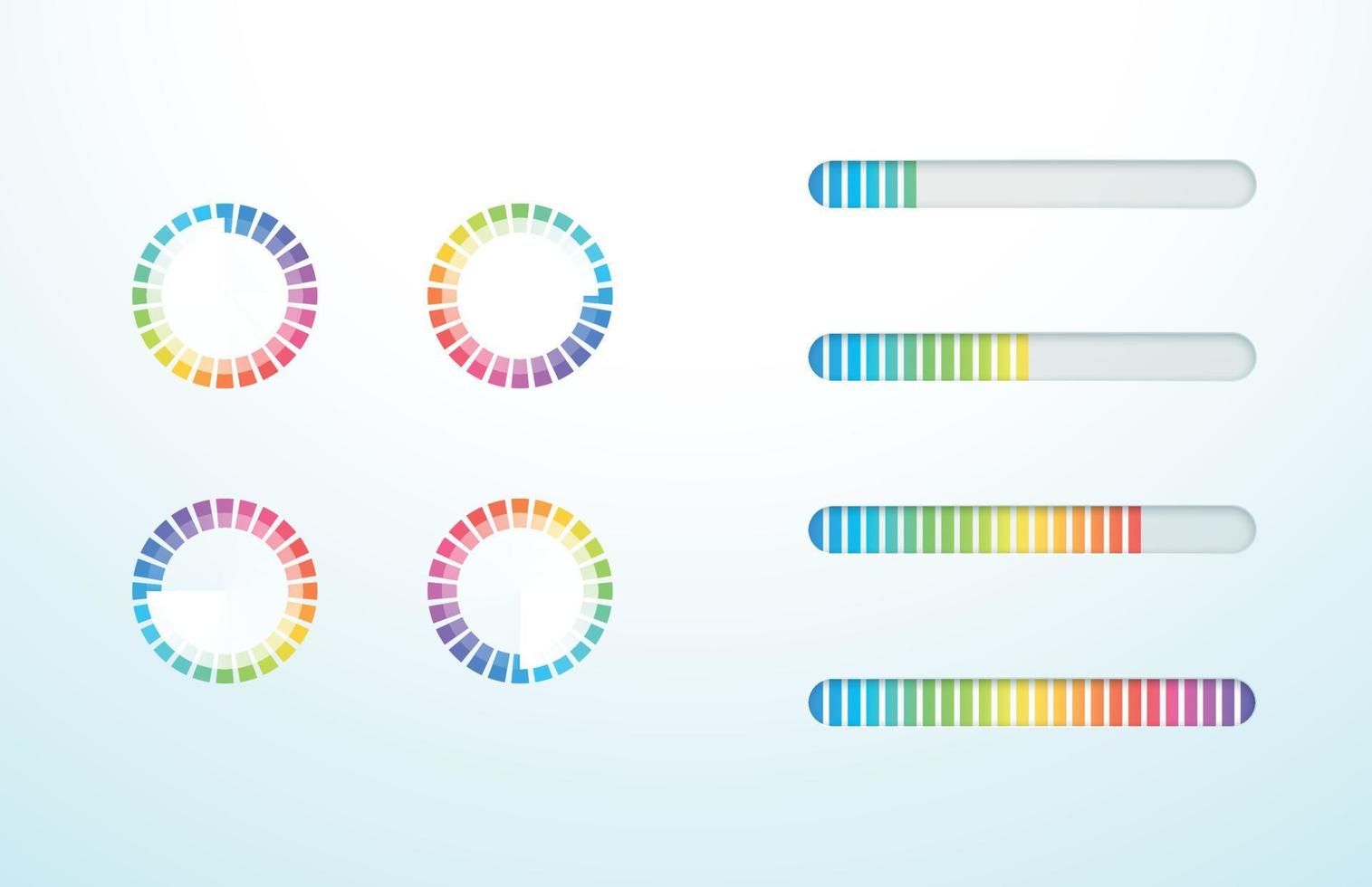 Loading Icon Progress Bar Symbol Colorful Set vector