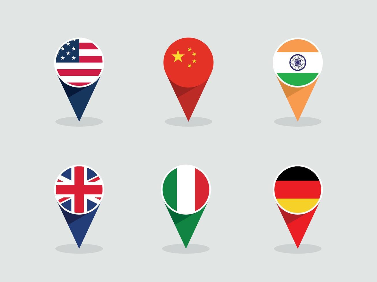 National Flags 3d Round Label Marker Shapes Set vector