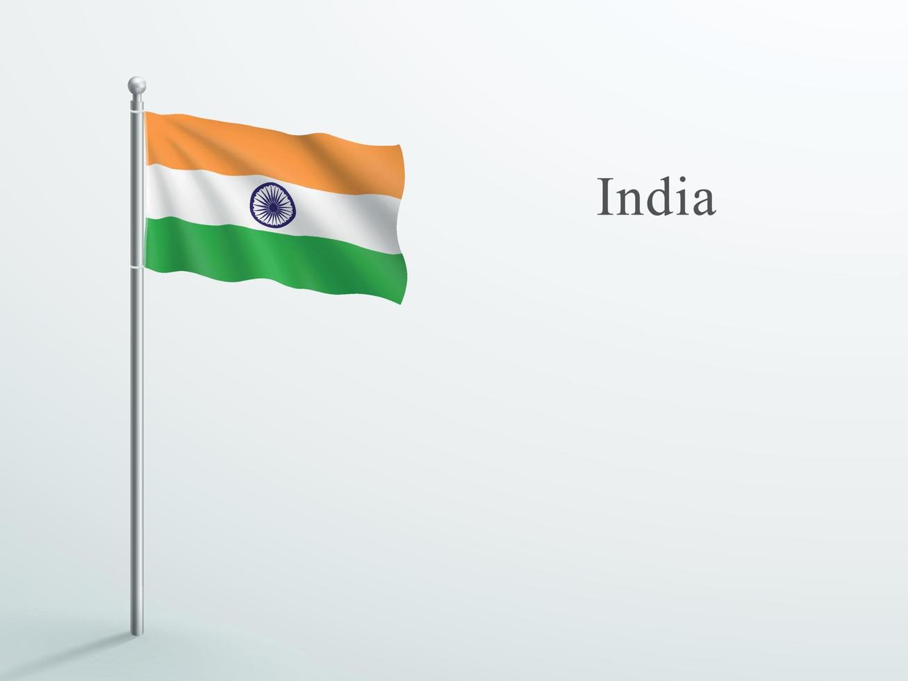 India Flag 3d Element Waving On Steel Flagpole vector