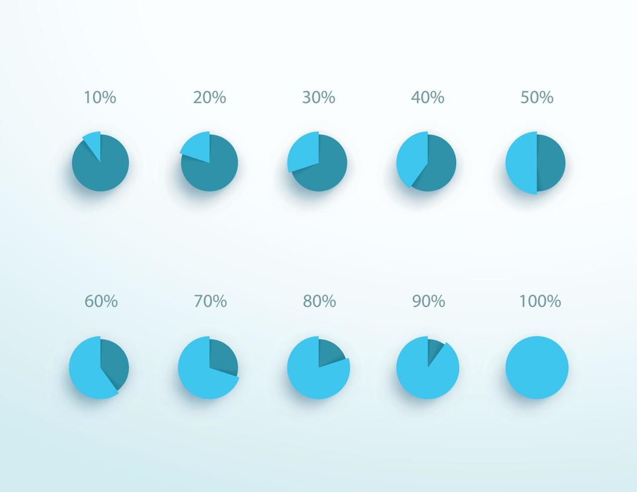 gráfico circular 3d porcentaje conjunto de vectores infográficos