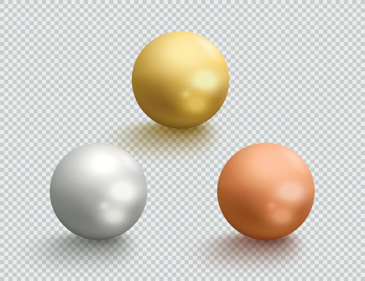 Metal Balls Gold Silver Bronze 3d Spheres Vector Set