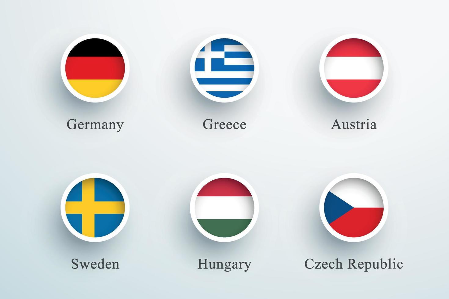 Round Flag Icon Set Germany Greece Austria vector