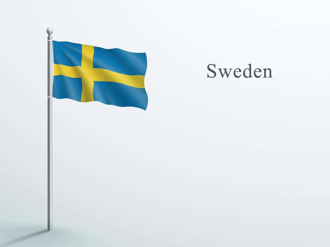 Sweden Flag 3d Element Waving On Steel Flagpole vector