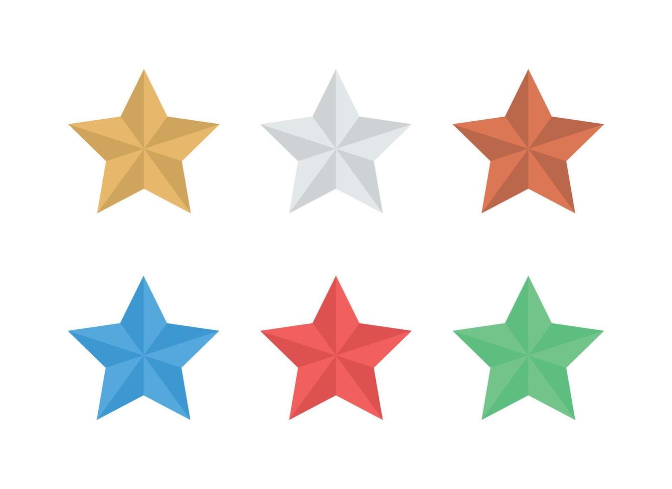 Stars Vector Flat Icons Two Tone Colorful Six Elements Set