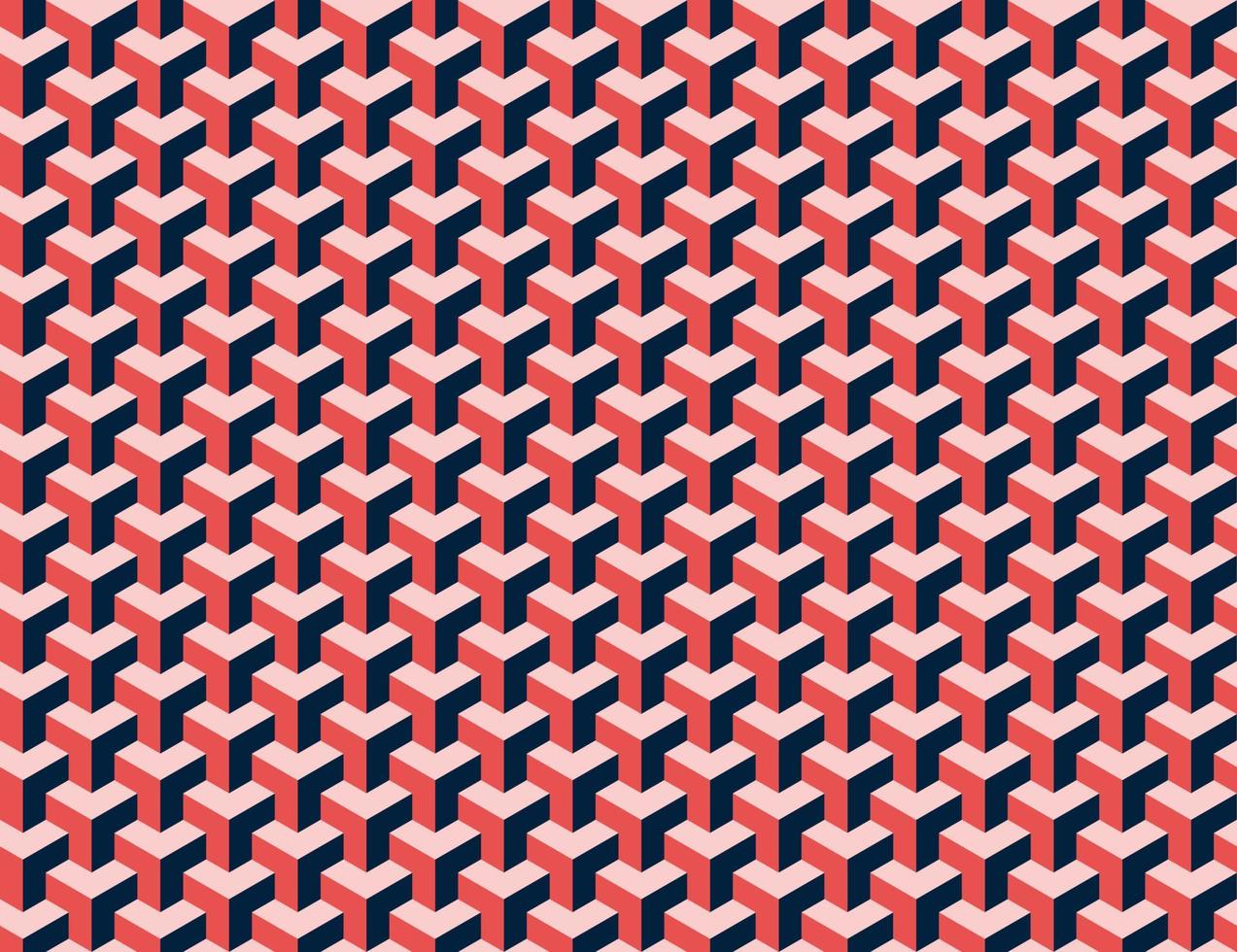 Modern Isometric Cubes Red Seamless Pattern vector