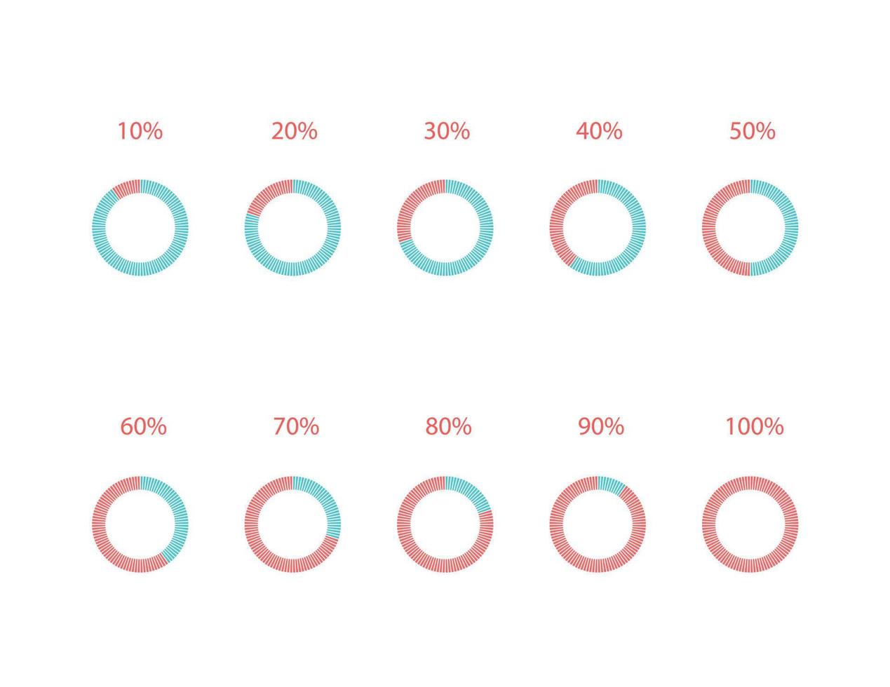 Pie Chart Flat Percentage Infographic Vector Set