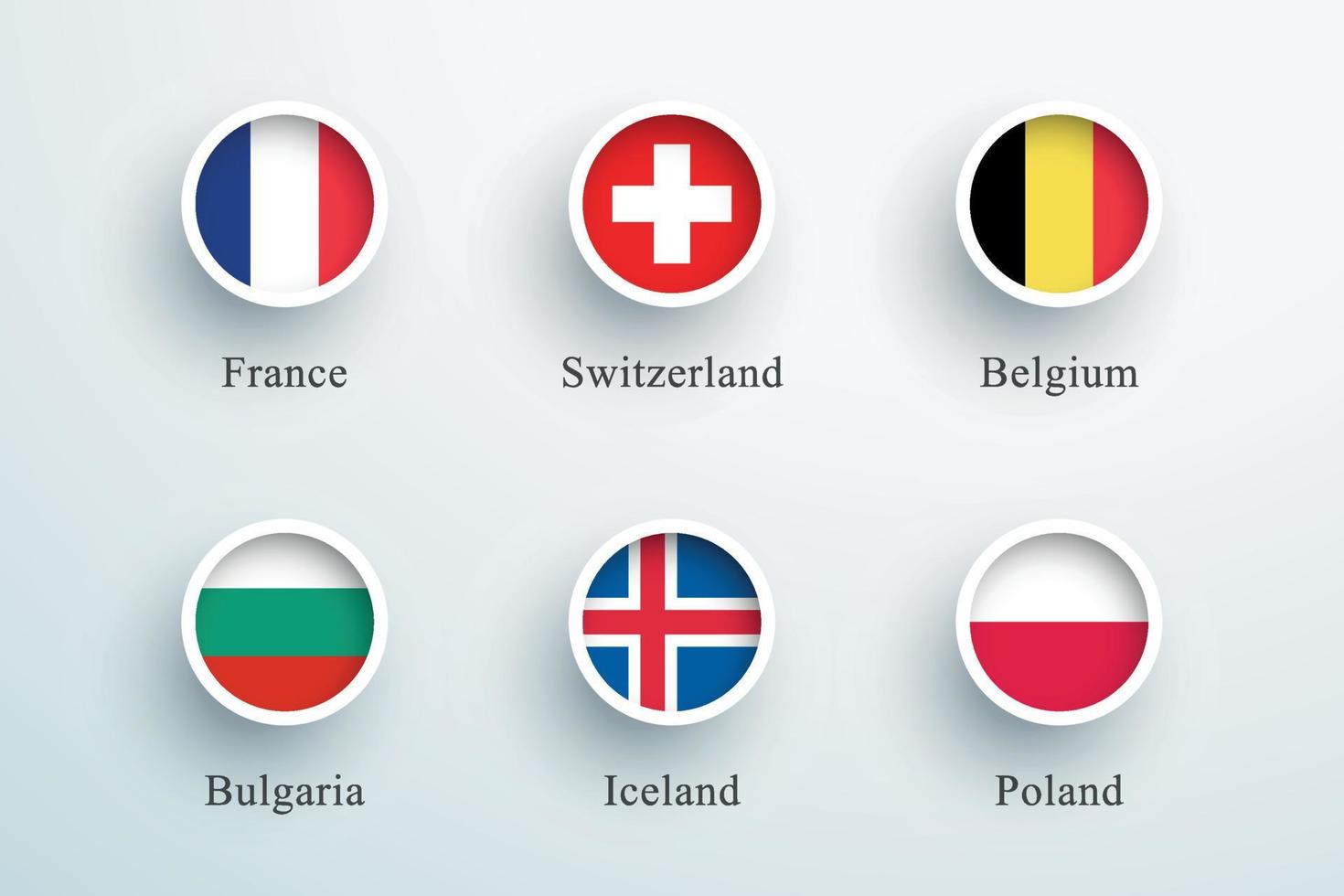 Round Flag Icon Set France Switzerland Belgium vector