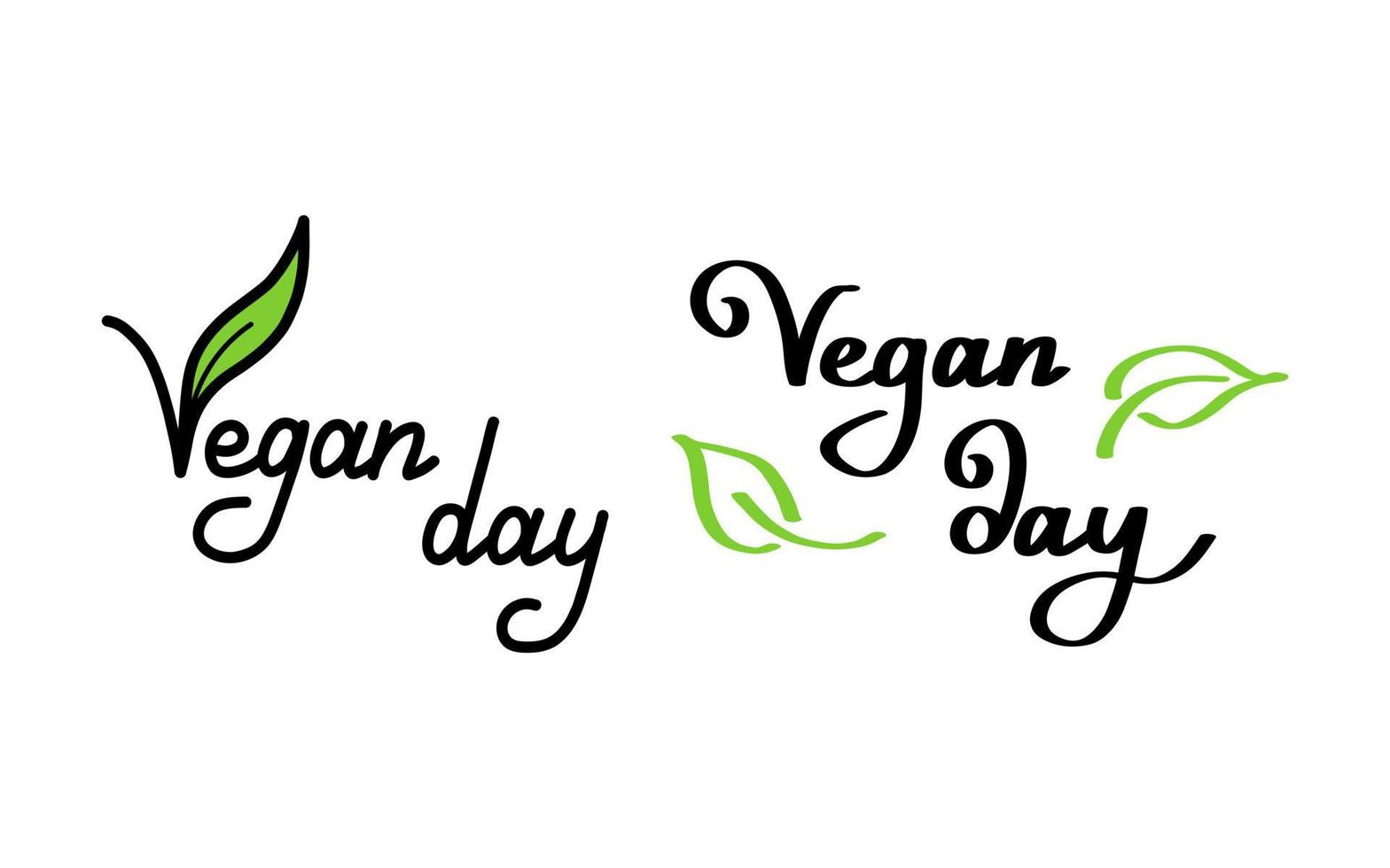 Vegan handdrawn text green vector lettering illustration.