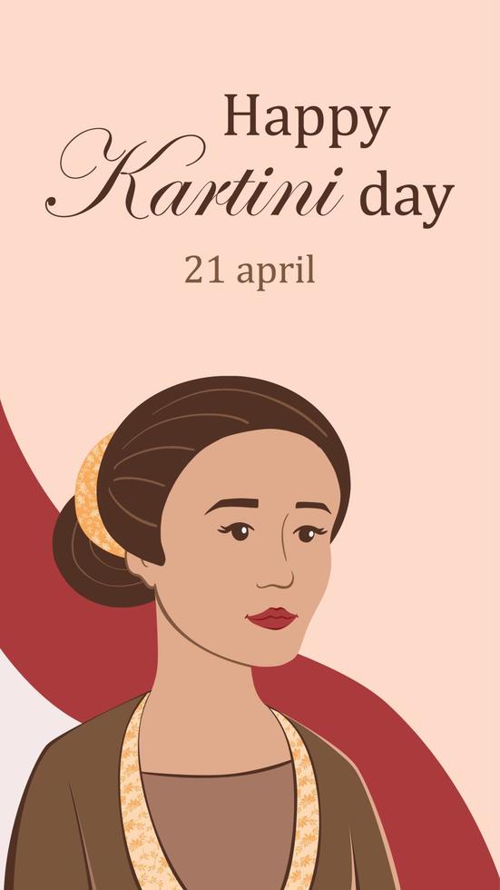 Selamat hari Kartini. Translation Happy Kartini day. vector