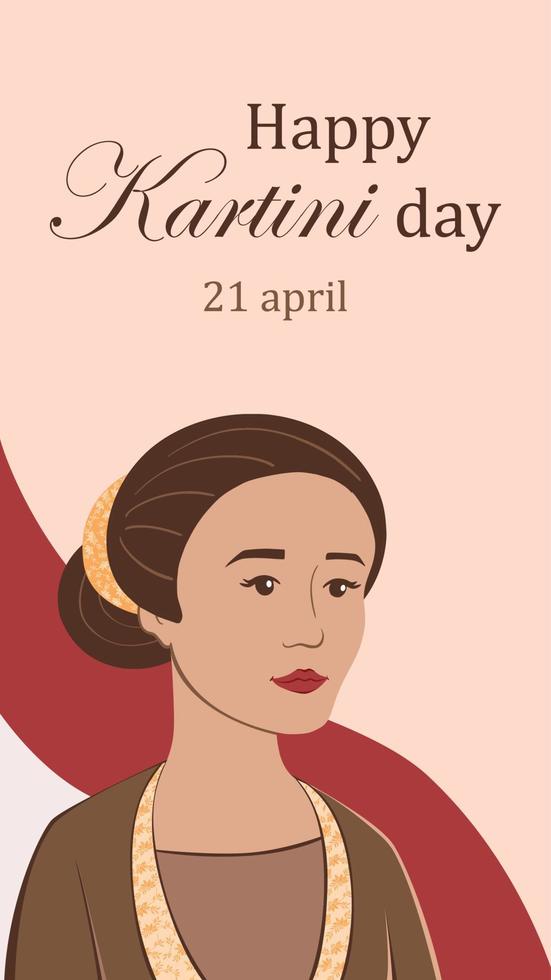 selamat hari kartini. traducción feliz día de kartini. vector