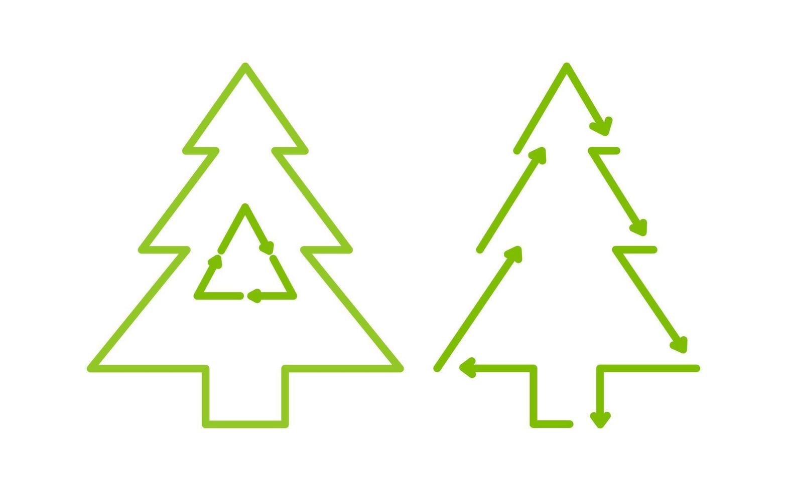 Green Christmas tree icon. Eco-Friendly Christmas card celebration. vector
