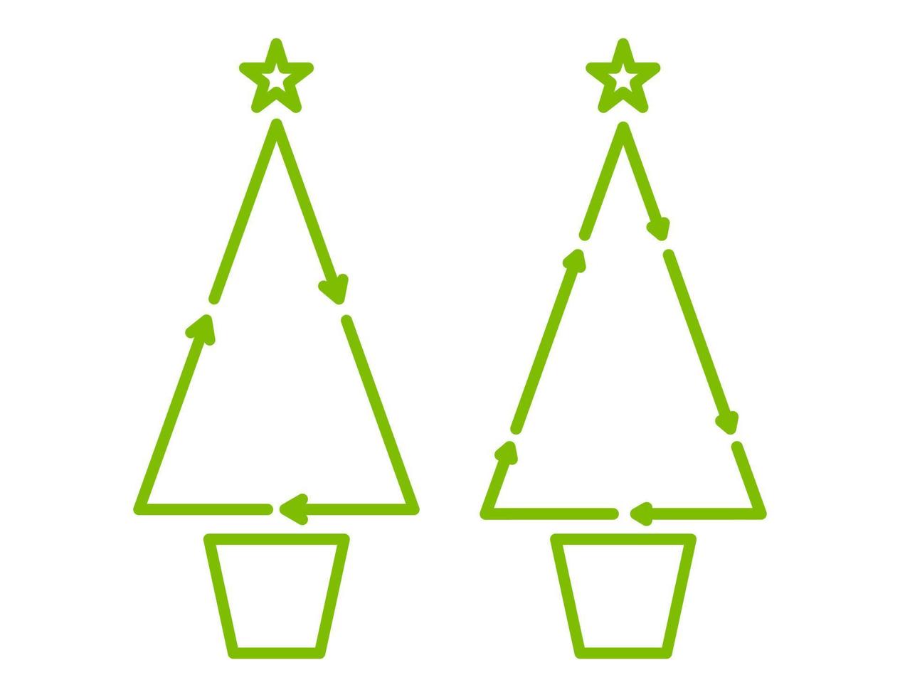 icono de árbol de Navidad verde. Celebración ecológica de tarjetas navideñas. vector