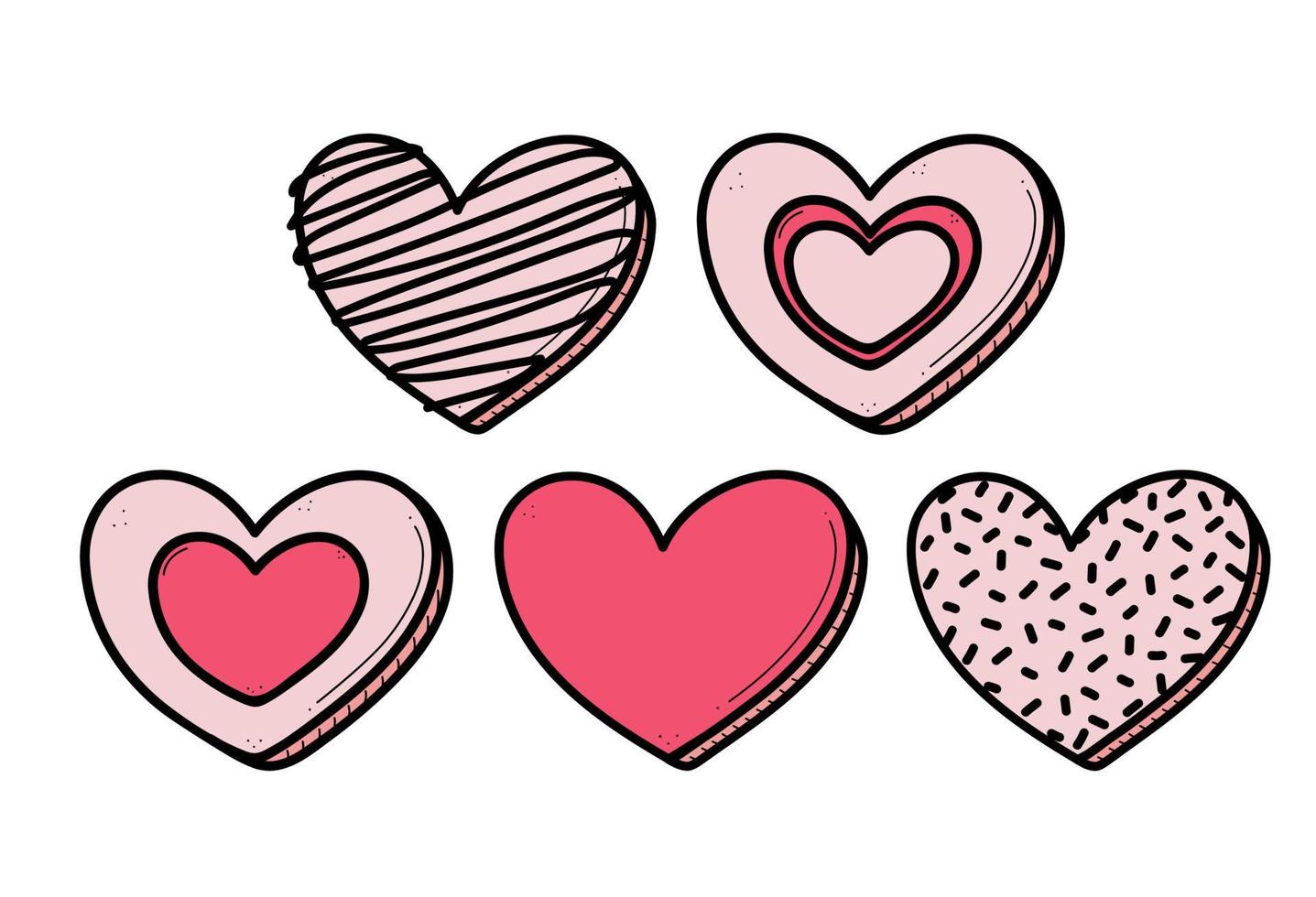 Valentines day decorated doodle cookie. vector