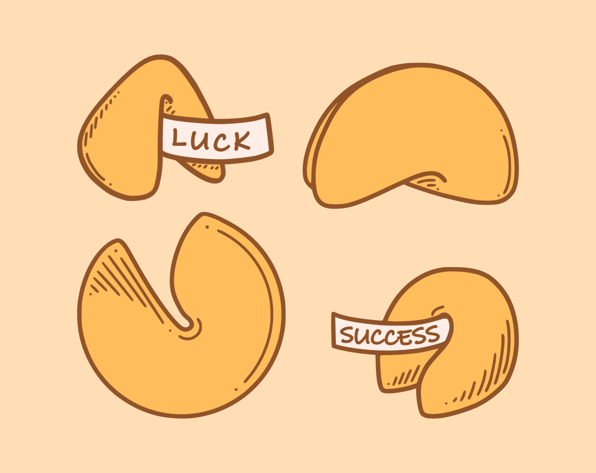 Chinese fortune cookies vector illustration. Chinese New year dessert