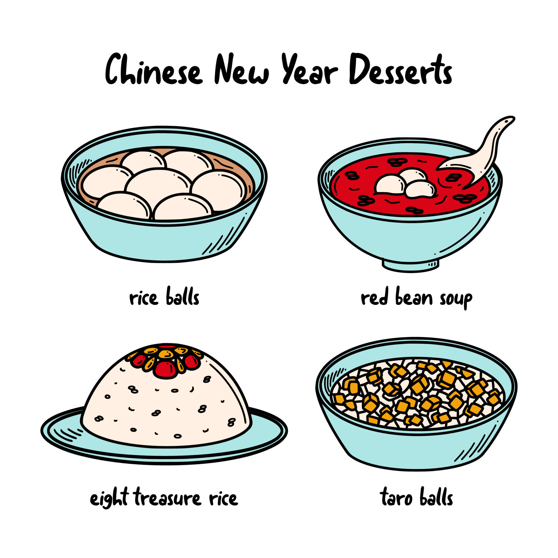 CNY celebration, Chinese New Year Desserts vector illustration 16772380