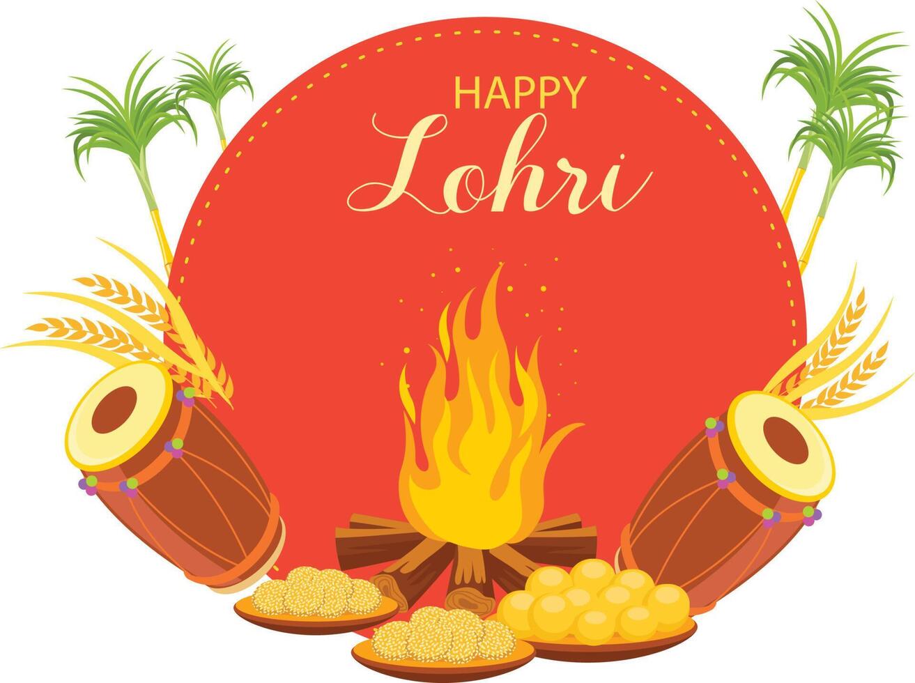 Lohri, happy lohri, lohri festival india, lohri wallpaper 16772385 Vector  Art at Vecteezy