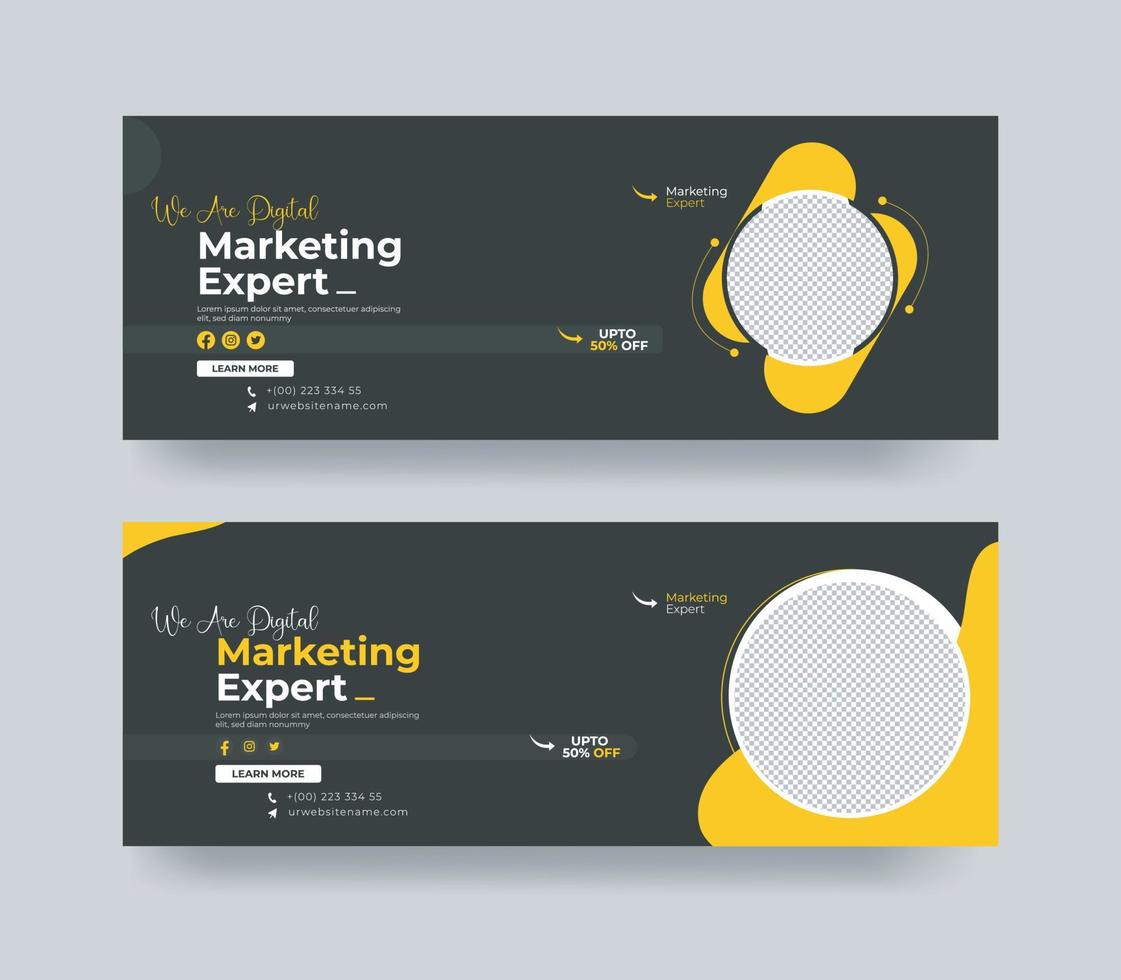 Digital Marketing template banner design for social media, Digital business marketing promotion timeline facebook and social media cover template vector