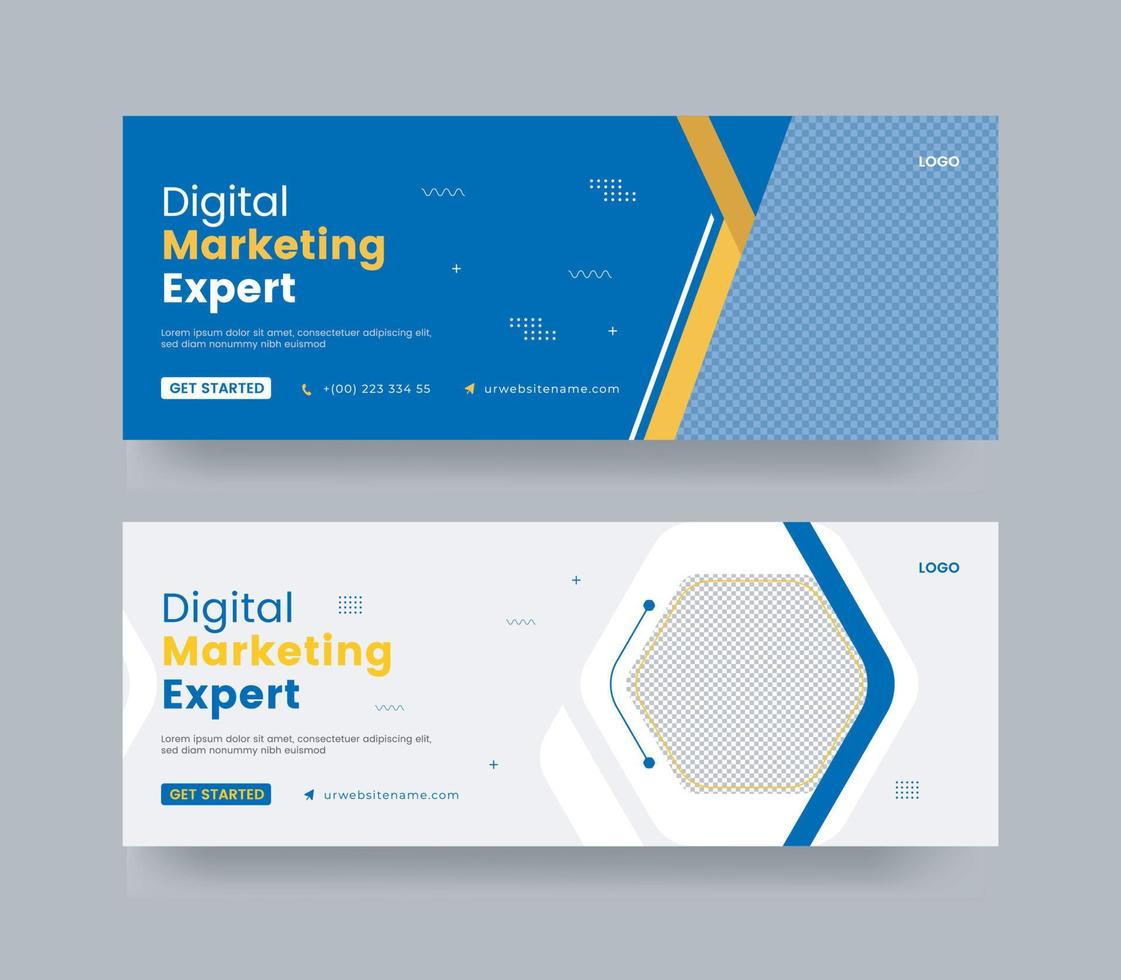 Digital Marketing template banner design for social media, Digital business marketing promotion timeline facebook and social media cover template vector