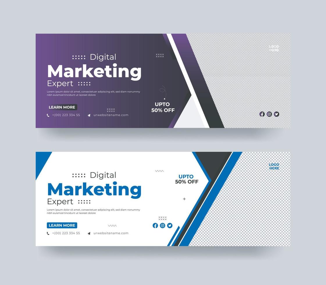 Digital Marketing template banner design for social media, Digital business marketing promotion timeline facebook and social media cover template vector