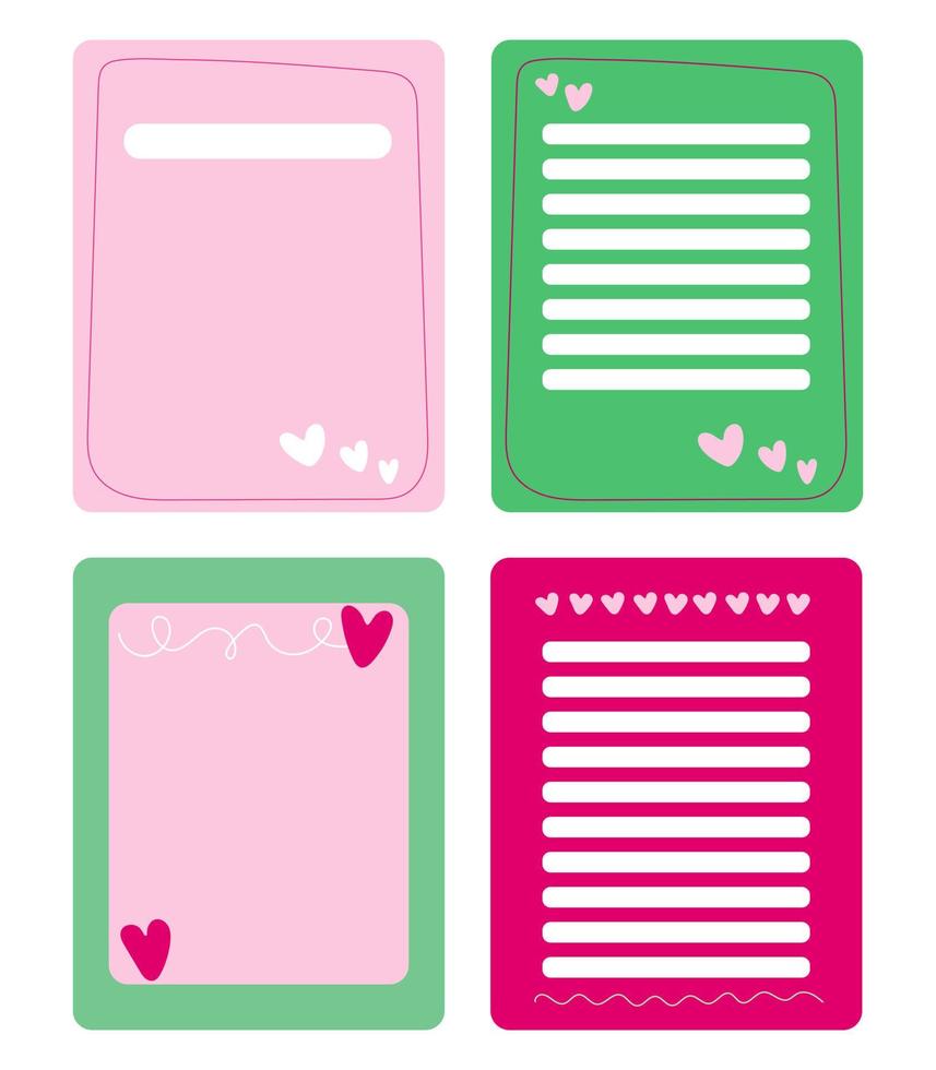 Shapes and frames for postcards valentine's day. Multicolored backgrounds with hearts for brochures, postcards, posters vector