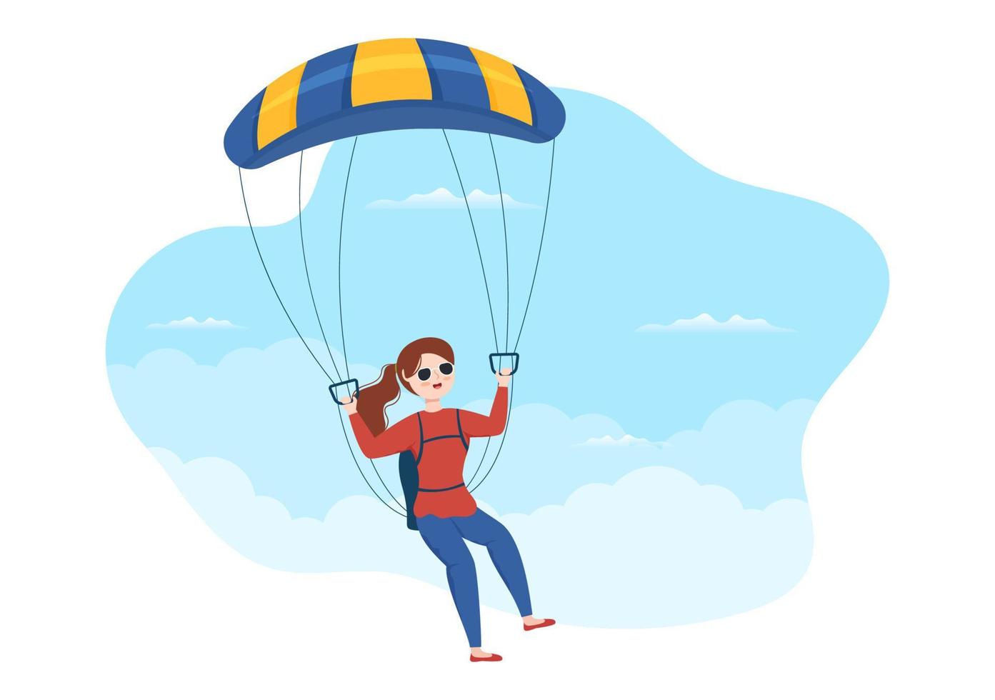 Skydiving Illustration with Skydivers use Parachute and Sky Jump for Outdoor Activities in Flat Extreme Sport Cartoon Hand Drawn Templates vector