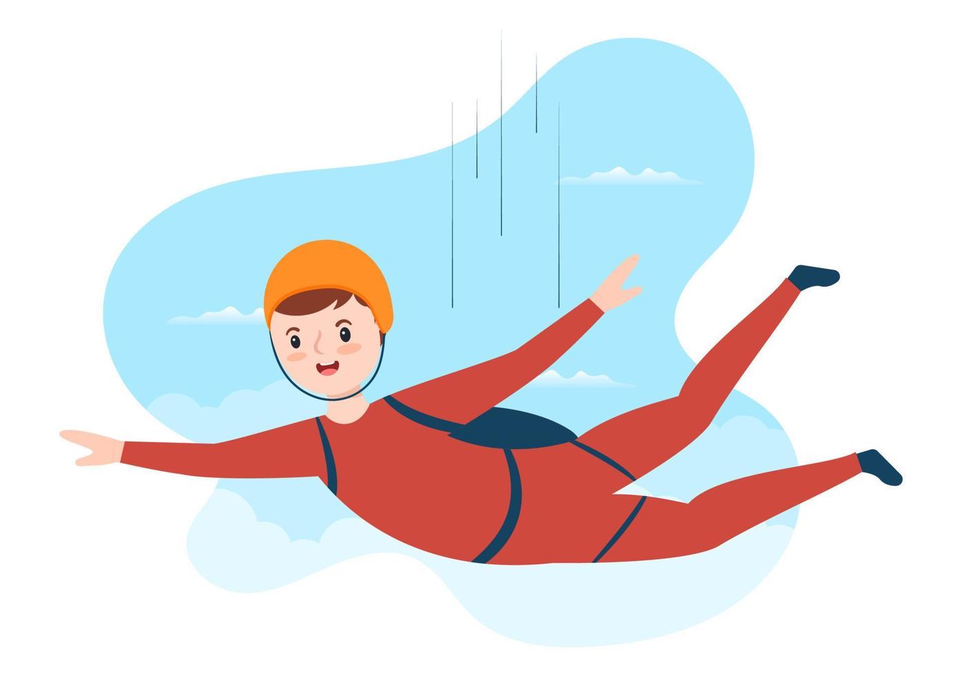 Skydiving Illustration with Skydivers use Parachute and Sky Jump for Outdoor Activities in Flat Extreme Sport Cartoon Hand Drawn Templates vector