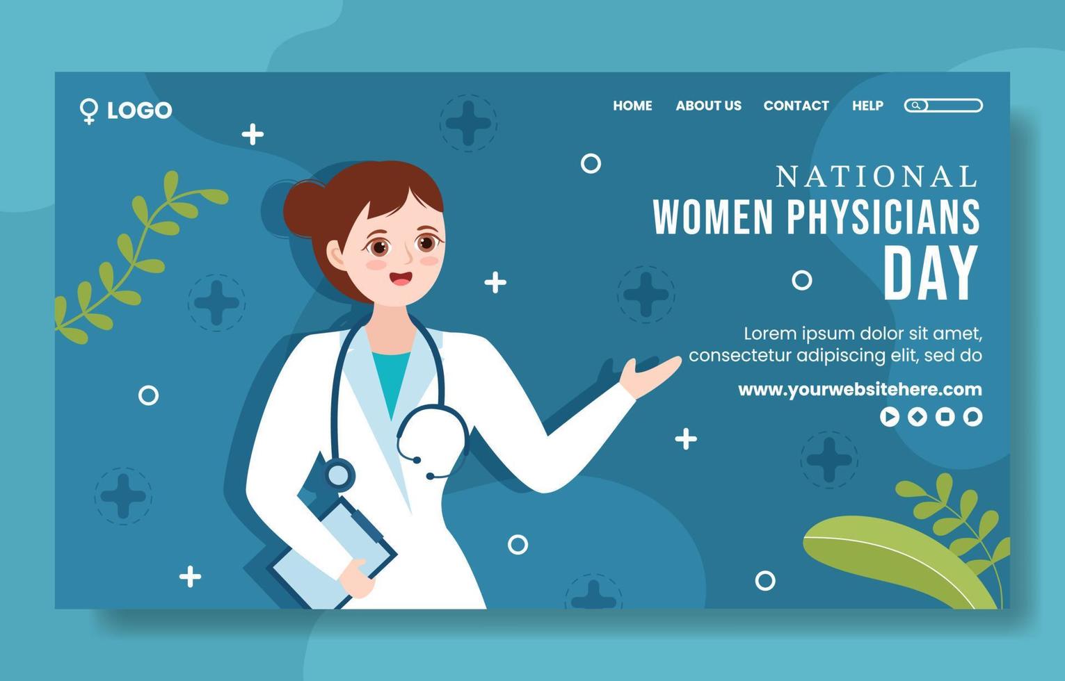 National Women Physicians Day Social Media Landing Page Cartoon Hand Drawn Templates Illustration vector