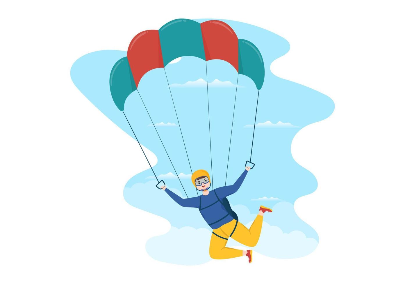 Skydiving Illustration with Skydivers use Parachute and Sky Jump for Outdoor Activities in Flat Extreme Sport Cartoon Hand Drawn Templates vector