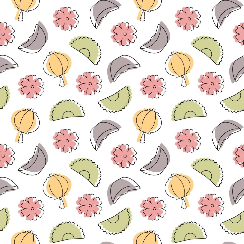 Chinese Lunar New Year 2023 Days Seamless Pattern Decoration Template Hand Drawn Cartoon Flat Illustration vector