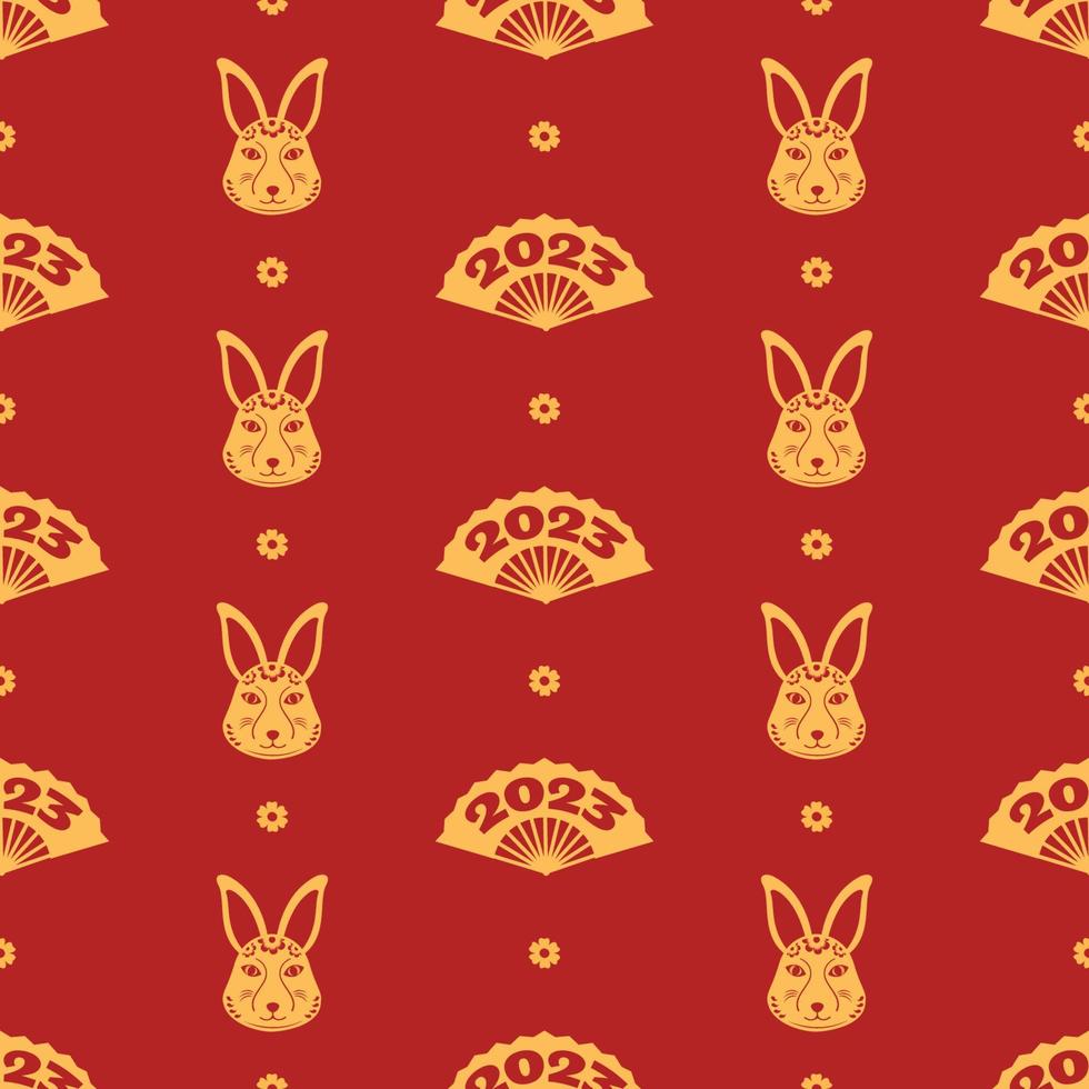 Chinese Lunar New Year 2023 Days Seamless Pattern Decoration Template Hand Drawn Cartoon Flat Illustration vector