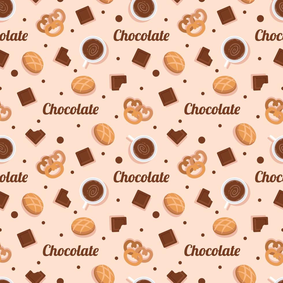 Chocolate Seamless Pattern Design with Choco Decoration in Template Hand Drawn Cartoon Illustration vector