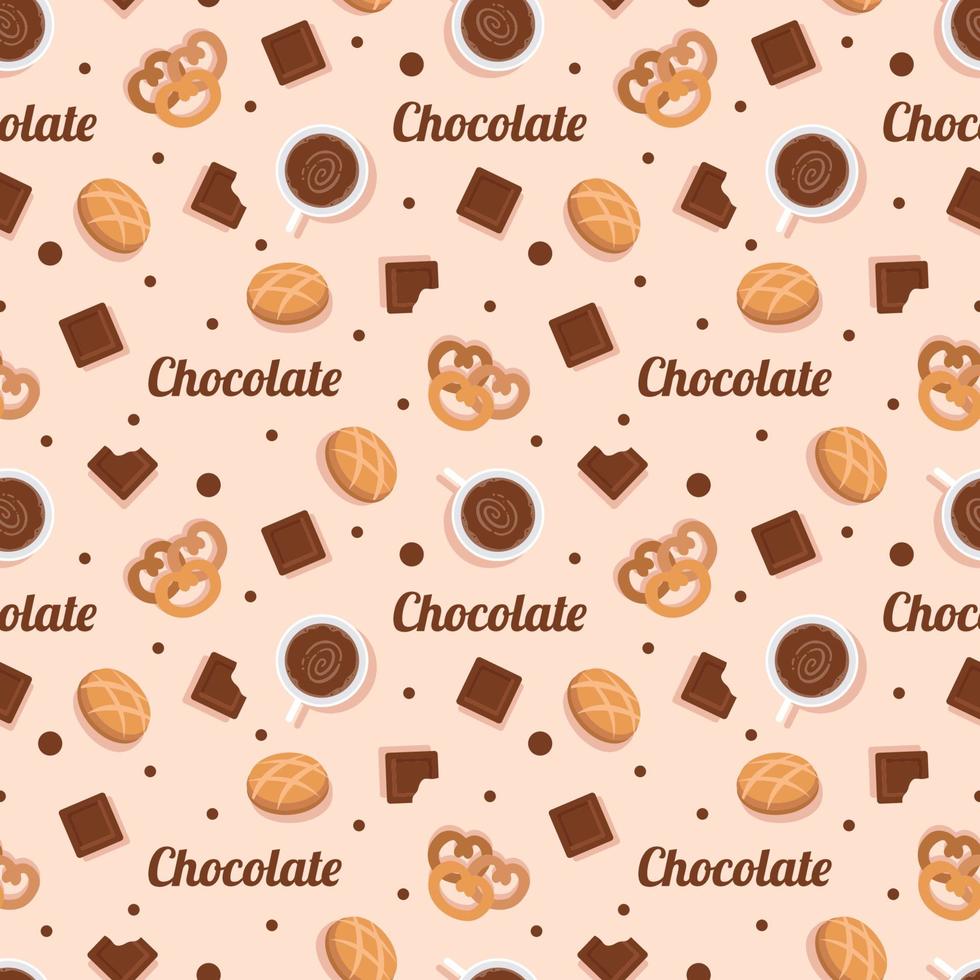 diseño de patrones sin fisuras de chocolate con decoración de choco en plantilla ilustración de dibujos animados dibujados a mano vector