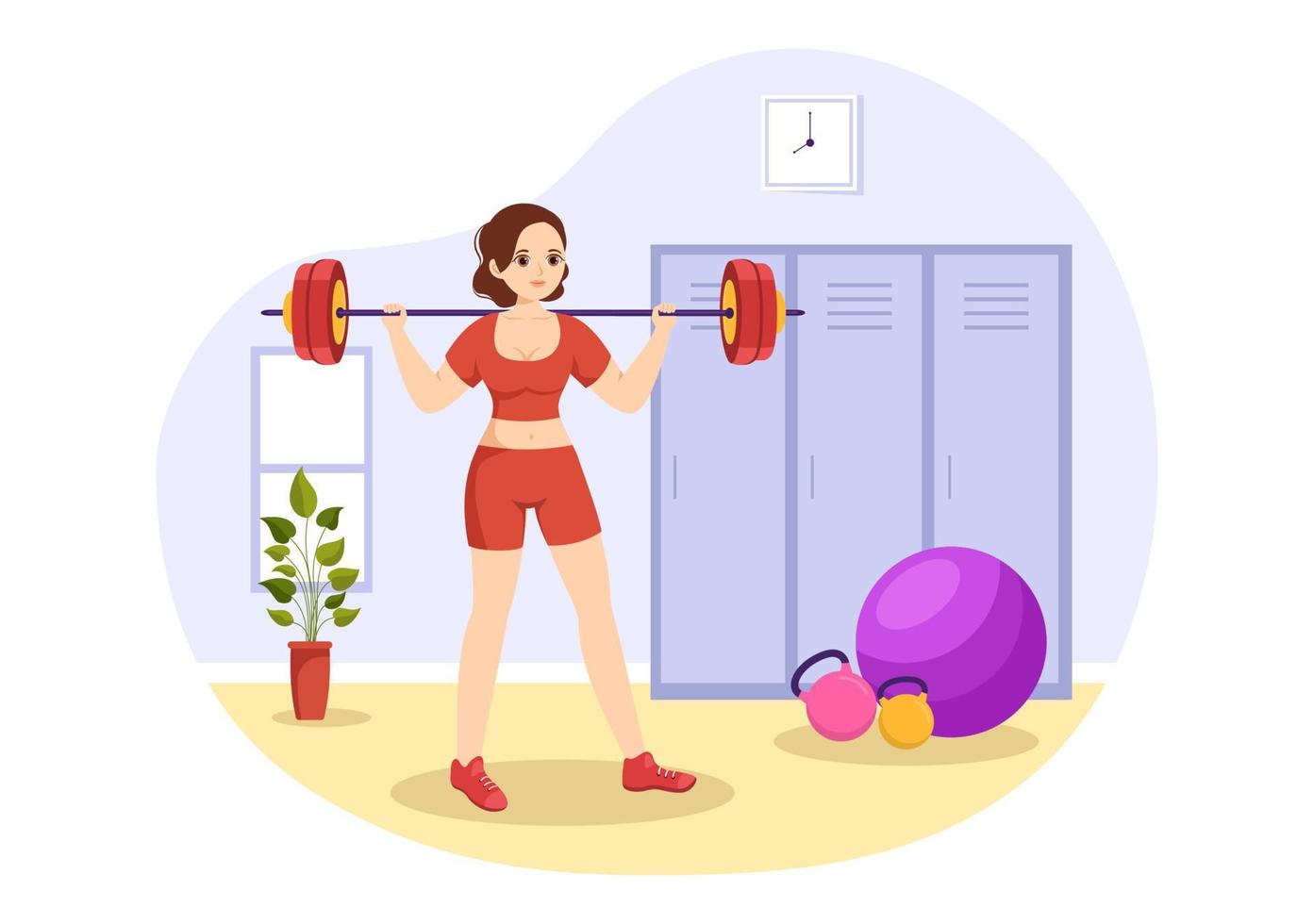 Weightlifting Sport Illustration with Athlete Lifts a Heavy Barbell, Gym Equipment and Bodybuilder Training in Flat Cartoon Hand Drawn Templates vector