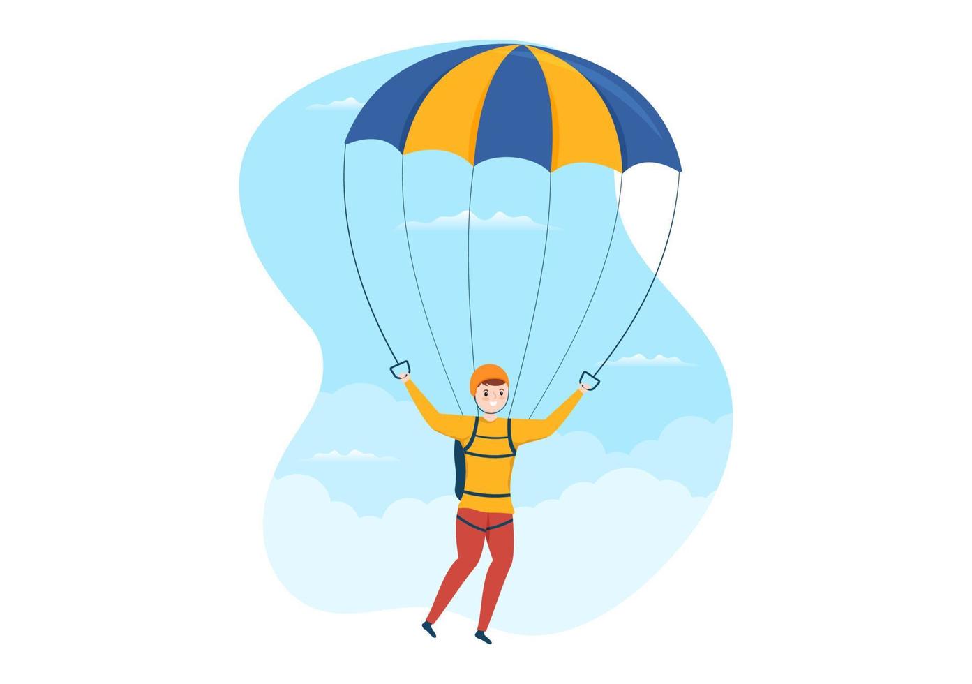 Skydiving Illustration with Skydivers use Parachute and Sky Jump for Outdoor Activities in Flat Extreme Sport Cartoon Hand Drawn Templates vector