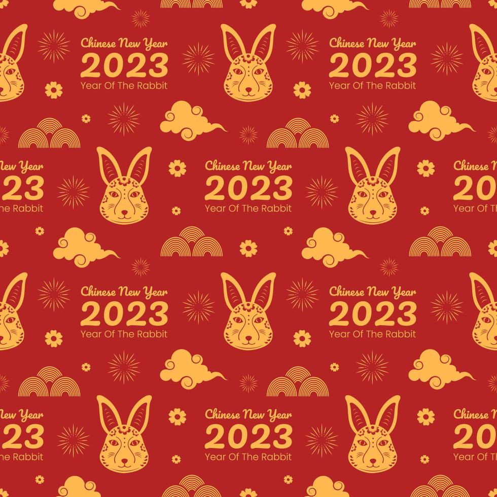 Chinese Lunar New Year 2023 Days Seamless Pattern Decoration Template Hand Drawn Cartoon Flat Illustration vector